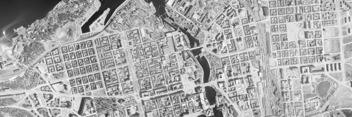 Ilmakuva Tamperen keskustasta vuonna 1946.