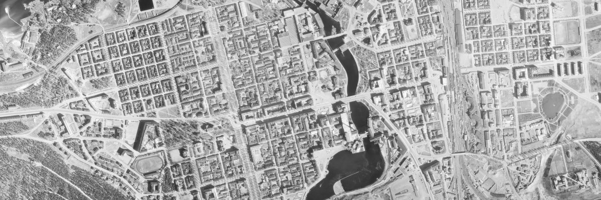Ilmakuva Tamperen keskustasta vuonna 1946